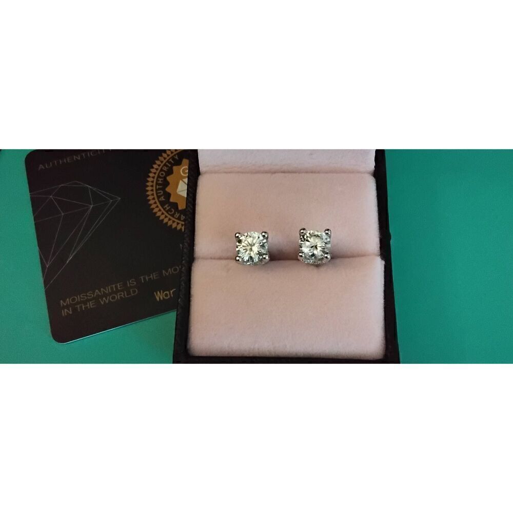 Stunning 2 Ct. Round Genuine Diamond Moissanite Halo Design Stud Earrings